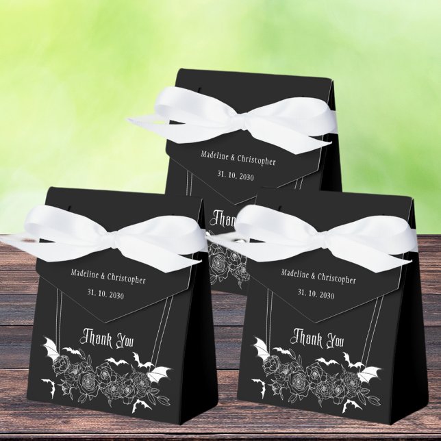 Elegant Gothic Blommigt Black Bröllop Presentaskar (Skapare uppladdad)