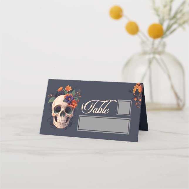 Elegant Gothic Blommigt bord och namn ställe Placeringskort (Framsida)