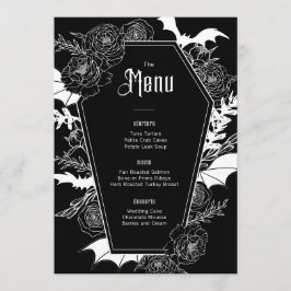 Elegant Gothic Blommigt Bröllop Black Meny