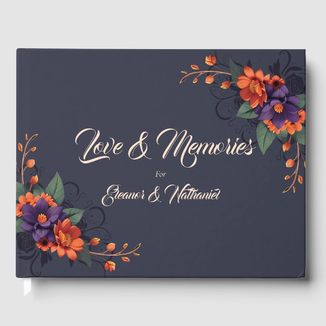 Elegant Gothic Blommigt Bröllop Guest Bok (Framsida)