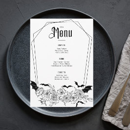 Elegant Gothic Blommigt Bröllop Meny