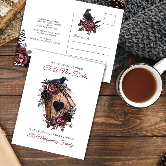 Elegant Gothic Blommigt Halloween New Home Flytta Helg Vykort (Skapare uppladdad)