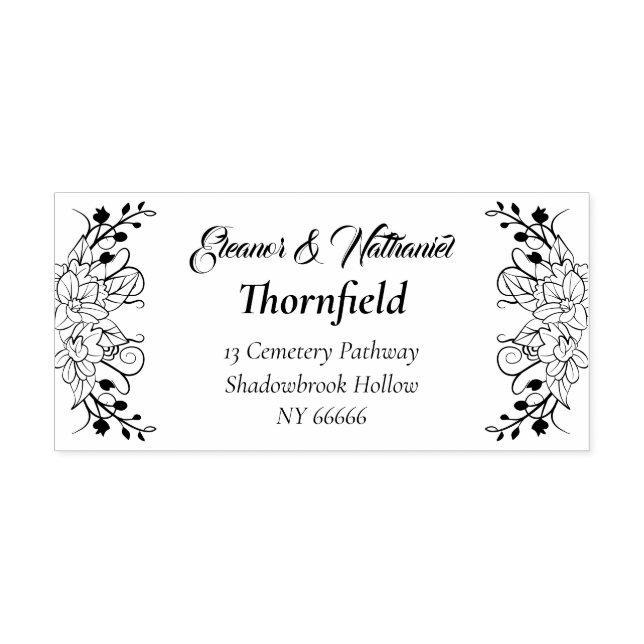 Elegant Gothic Blommigt Returadress Bröllop Stämpel (Tryck)