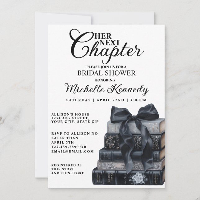 Elegant Gothic Book Themed Bridal Shower  Inbjudningar (Framsida)