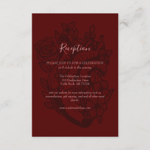 Elegant Gothic Bröllop Blood Red Blommigt Receptio Tilläggskort