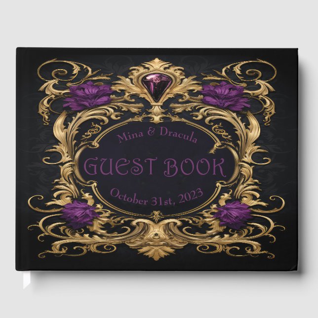 Elegant Gothic Bröllop Guest Bok (Framsida)
