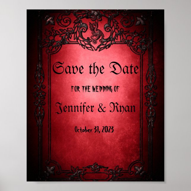 Elegant Gothic bröllop spara datum Poster (Framsidan)