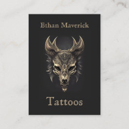 Elegant Gothic Fantasy Varg Skull Black & Guld Visitkort