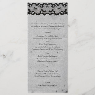 Elegant Gothic Fladdermus Snöre Posh Bröllop Menu Meny