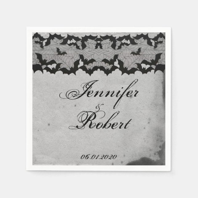 Elegant Gothic Fladdermus Snöre Posh Bröllop Napki Pappersservett (Framsidan)