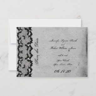 Elegant Gothic Fladdermus Snöre Posh Bröllop spara Datumet