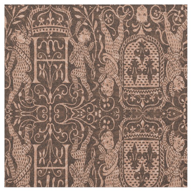 Elegant Gothic Fleur de Lys Chateau Stil Tyg (Närbild)