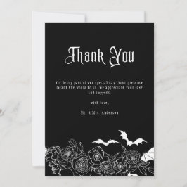 Elegant Gothic Floral Black Wedding Photo Tack Kort