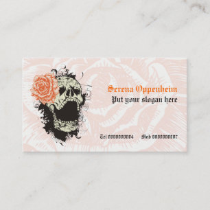Elegant gothic grunge skalle & orange ro anpassnin visitkort