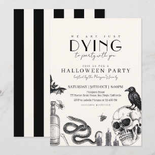 Elegant Gothic Halloween fest med Döskallar Inbjudningar