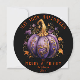 Elegant Gothic Halloween Merry Fright Family Photo Julkort