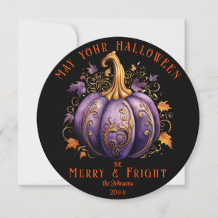 Elegant Gothic Halloween Merry Fright Family Photo Julkort