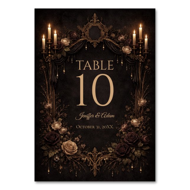 Elegant Gothic Halloween Wedding Table number Bordsnummer (Framsidan)
