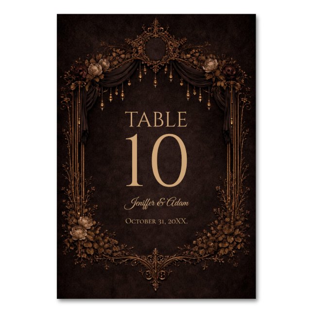 Elegant Gothic Halloween Wedding Table number Bordsnummer (Framsidan)