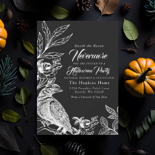 Elegant Gothic Ickmore Raven Halloween fest Inbjudningar