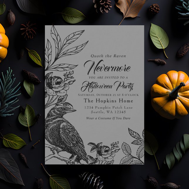 Elegant Gothic Ickmore Raven Halloween fest Inbjudningar (Skapare uppladdad)