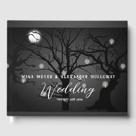 Elegant Gothic Mörk Forest Photo Bröllop Gästböcker