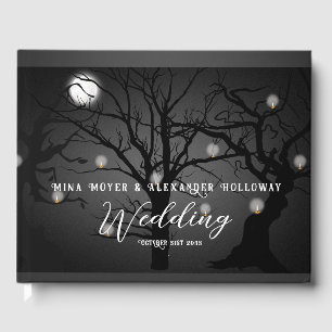 Elegant Gothic Mörk Forest Photo Bröllop Gästböcker