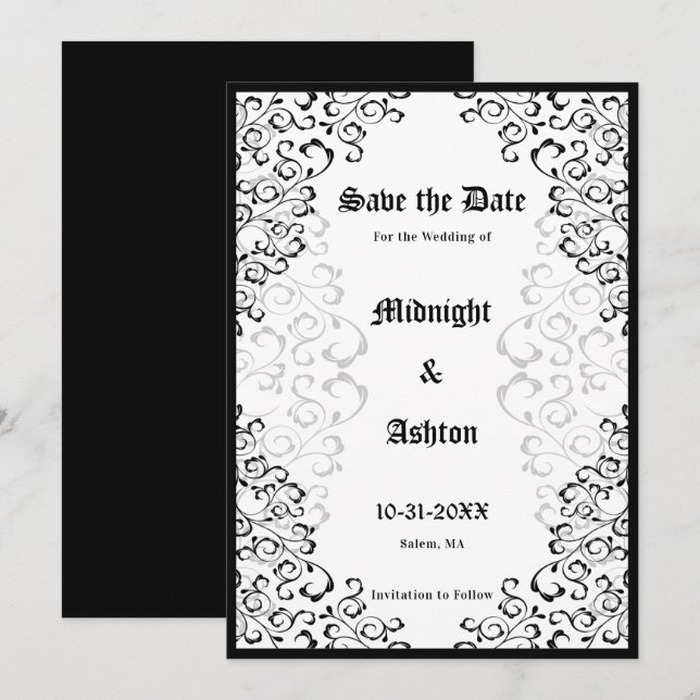 Elegant Gothic Ornate Ram Spara datum Datumet (Fram/baksida)