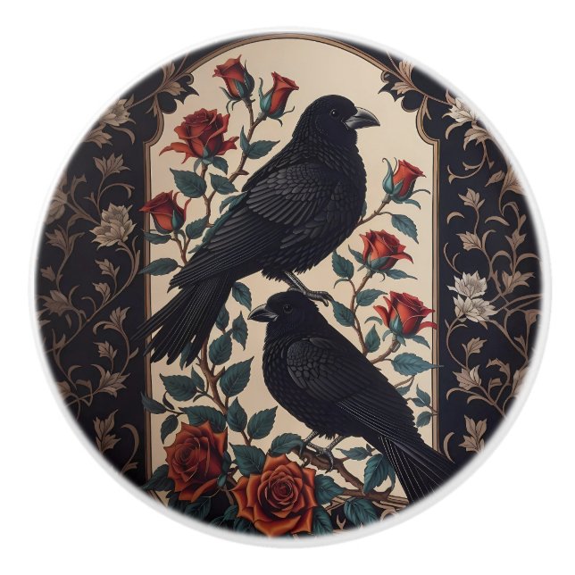 Elegant Gothic Ravens With Roses  Knopp (Framsidan)