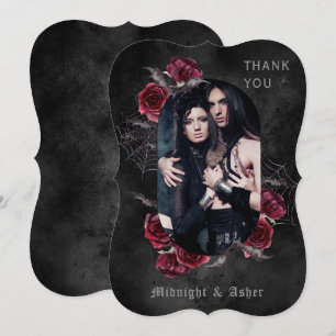 Elegant Gothic Ro Photo Bröllop Tack Kort