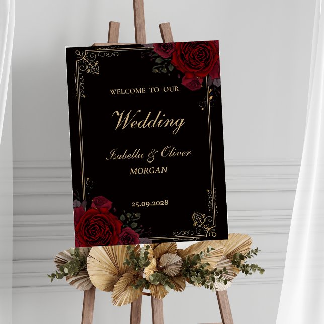 Elegant Gothic Romance Roses Wedding Welcome Sign Poster (Skapare uppladdad)