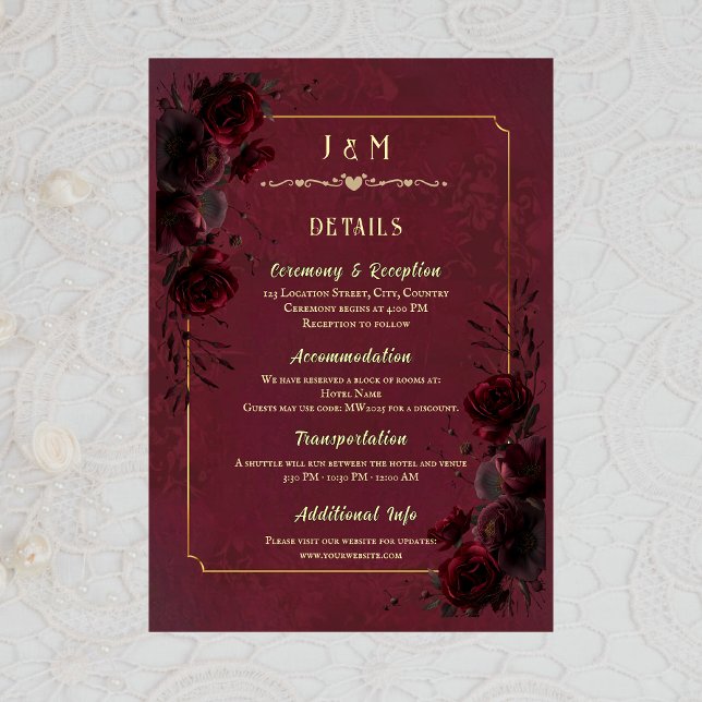 Elegant Gothic Romance Wedding Enclosure Card Tilläggskort (Skapare uppladdad)