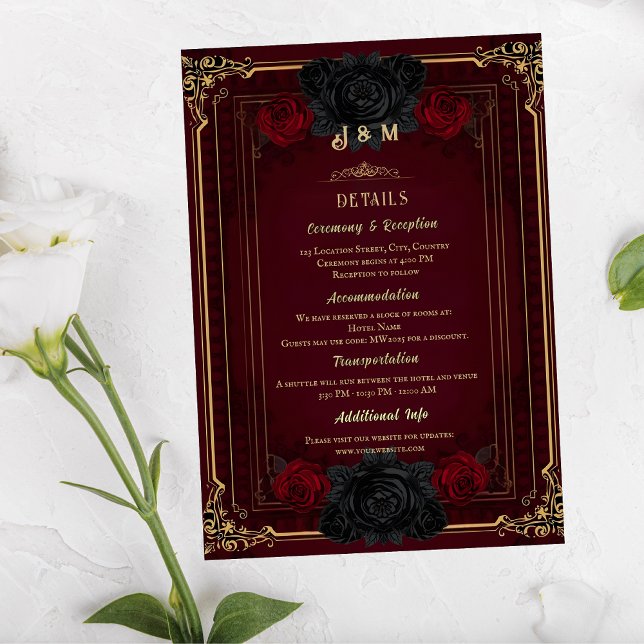 Elegant Gothic Romance Wedding Enclosure Card Tilläggskort (Skapare uppladdad)
