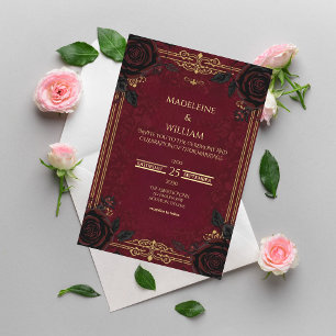 Elegant Gothic Romantik Bröllop Inbjudningar