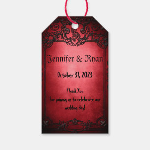 Elegant Gothic Rustic Röd Presentetikett