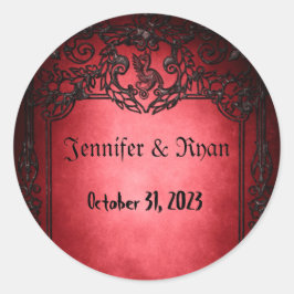 Elegant Gothic Rustic Röd Runt Klistermärke