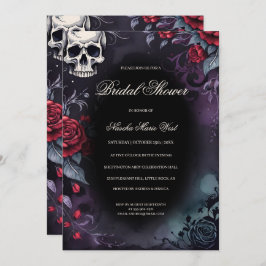 Elegant Gothic Skull & Roses Bridal Shower Inbjudningar