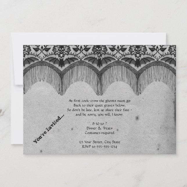 Elegant Gothic Snöre Halloween fest Inbjudningar (Framsida)