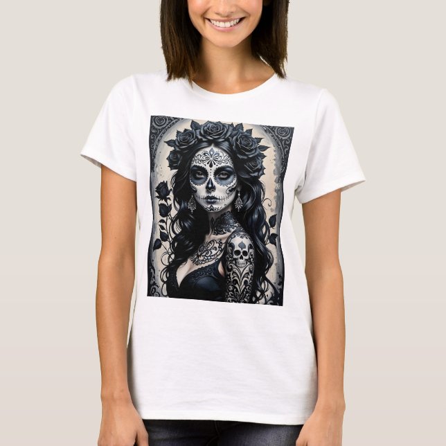 Elegant Gothic Sugar Skull Tee (Framsida)