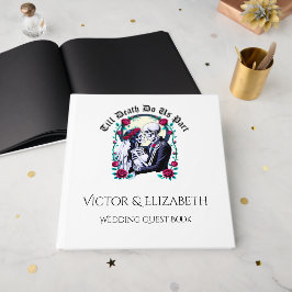 Elegant Gothic 'Till döden' Skeleton Bröllop Gästböcker