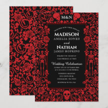 Elegant Gothic Victorian Red & Black Bröllop