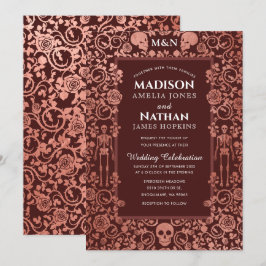 Elegant Gothic Victorian Ro Gold Foil Bröllop Inbjudningar