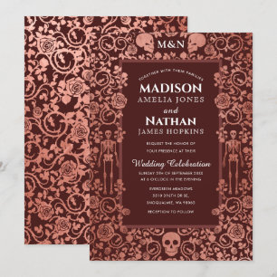 Elegant Gothic Victorian Ro Gold Foil Bröllop Inbjudningar