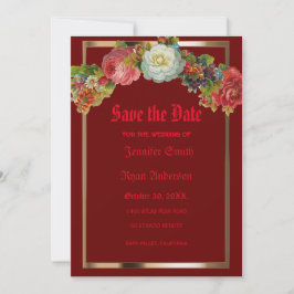 Elegant Gothic vintage-blommor spara datumet Inbjudningar