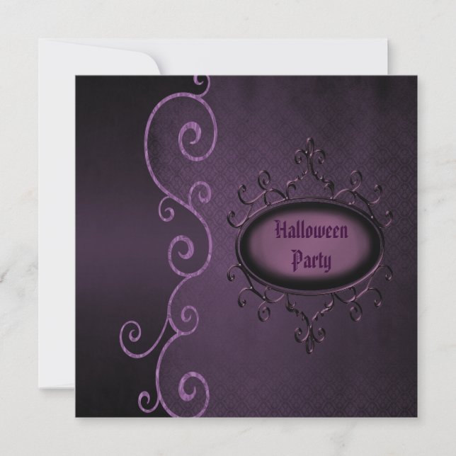 Elegant Gothic Vintage Swirls Halloween fest Inbjudningar (Framsida)
