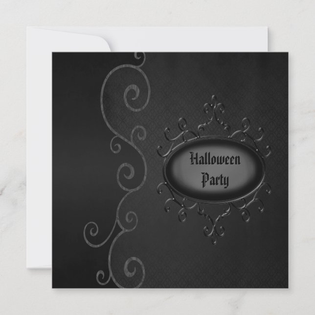 Elegant Gothic Vintage Swirls Halloween fest Inbjudningar (Framsida)