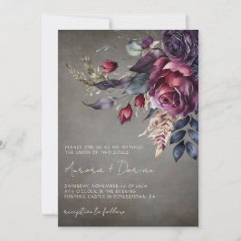 Elegant Gothic Watercolor Blommigt Bröllop Inbjudningar