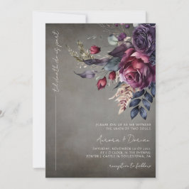 Elegant Gothic Watercolor Blommigt Bröllop Inbjudningar