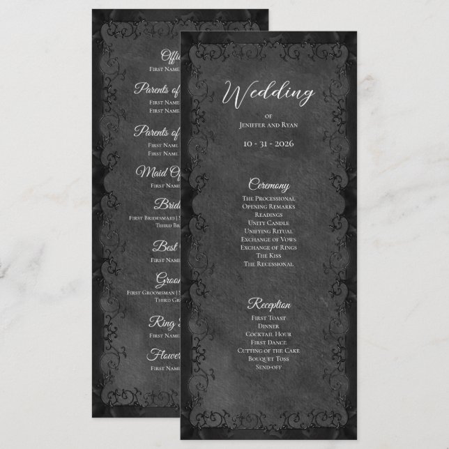 Elegant Gothic Wedding Program (Fram/baksida)