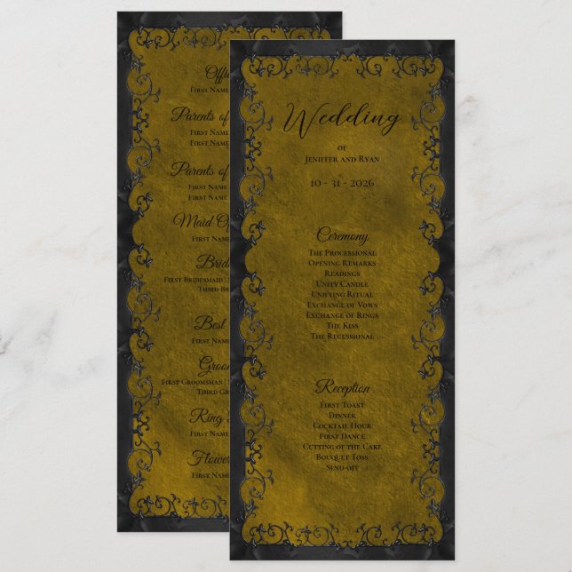 Elegant Gothic Wedding Program (Fram/baksida)